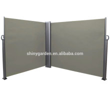 Patio Steel Double Side Retractable Side Awning Folding Screen Fence Privacy Divider Wall with Steel Support Pole